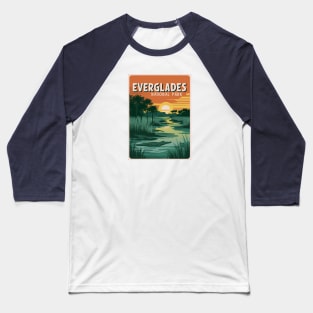 Retro Everglades National Park Poster Baseball T-Shirt